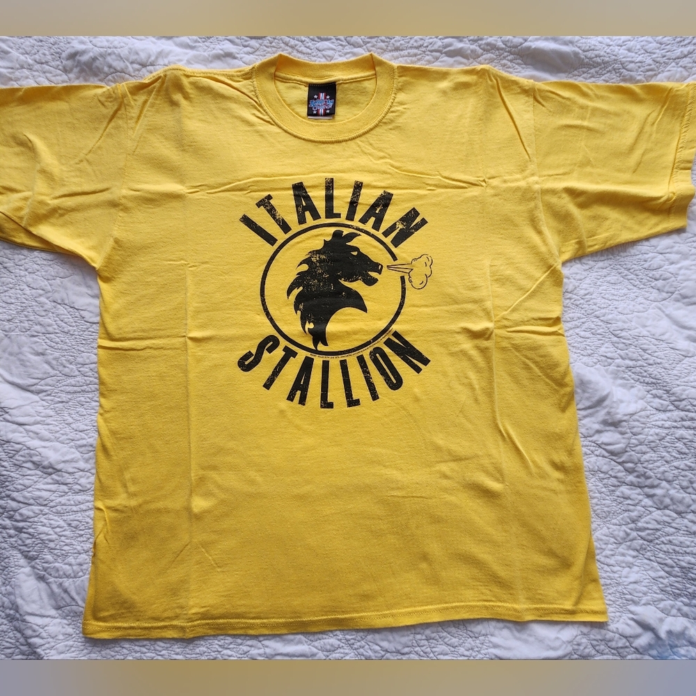 2000s Rocky Movie Italian Stallion Yellow T-Shirt, XL